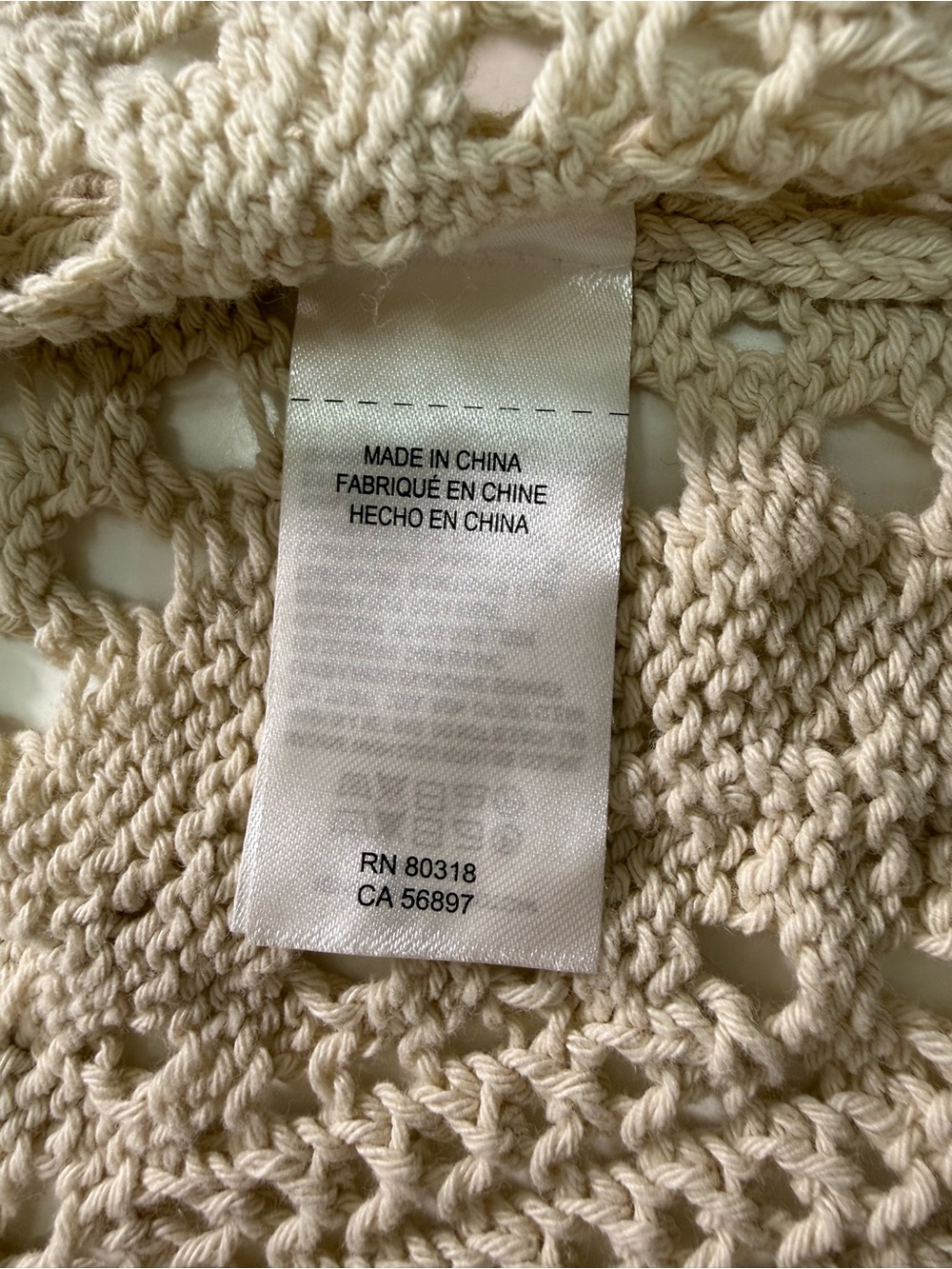 Lucky Brand 100% Cotton Openwork Crochet Knit Cardigan in Light Beige - Picture 7 of 11